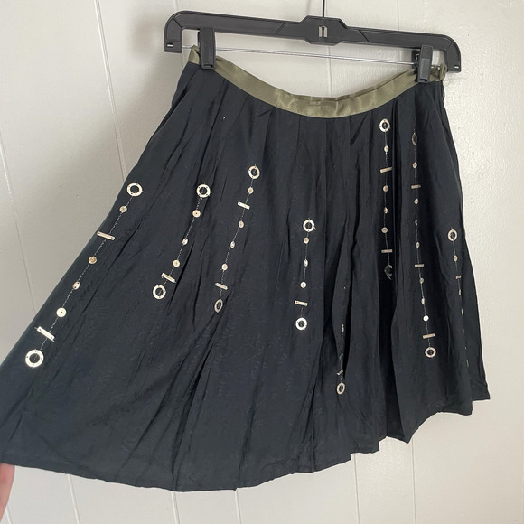 VTG Y2K Festival Skirt L Grunge Boho Metal Grommet Pleated India Hippie Fairy - Picture 3 of 8